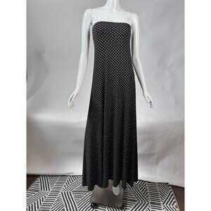 Joseph Walker Womens Black & White Polka Dot Strapless Maxi Dress L